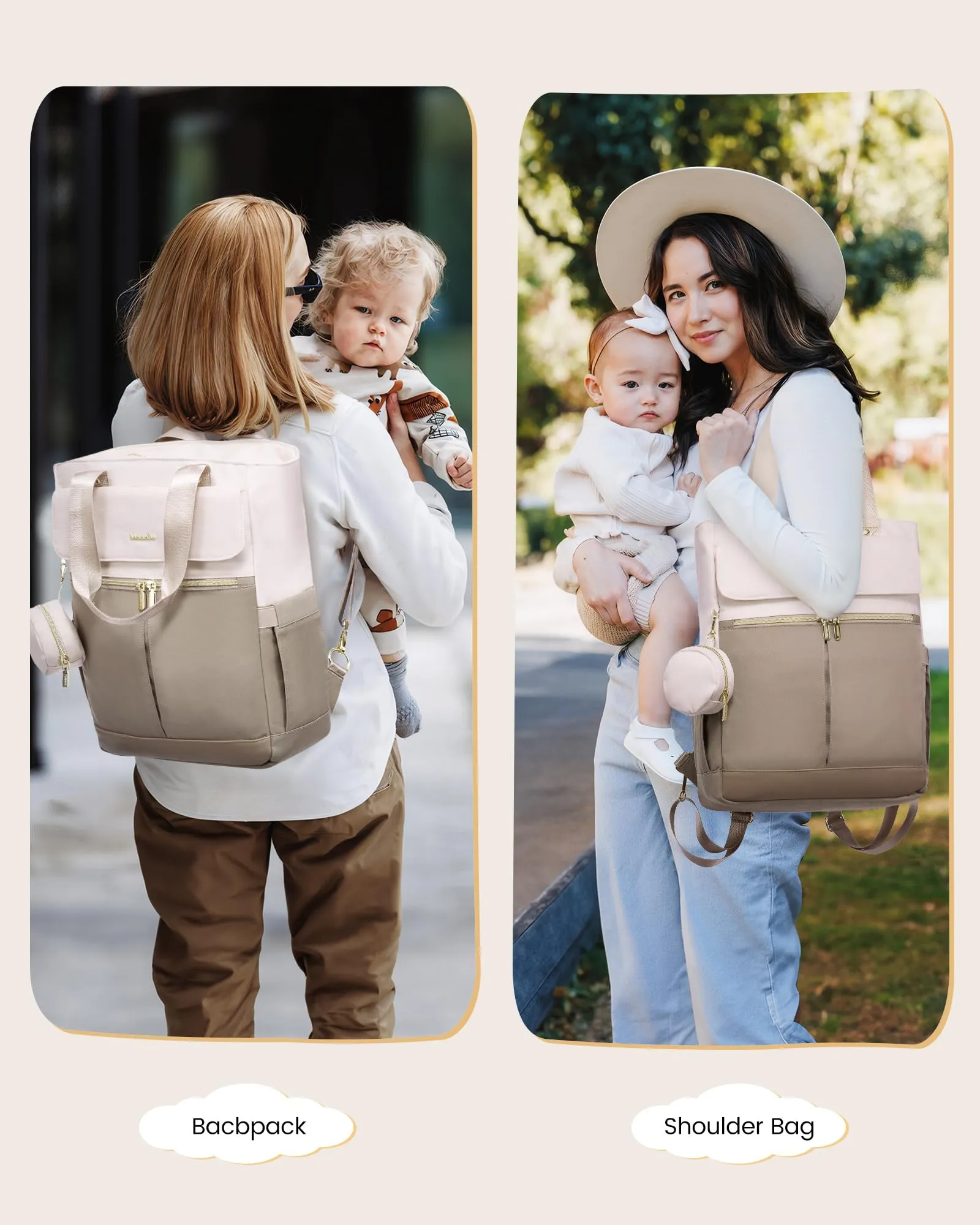 LOVEVOOK Diaper Bag with Insulated Pockets Changing Pad and Pacifier Case