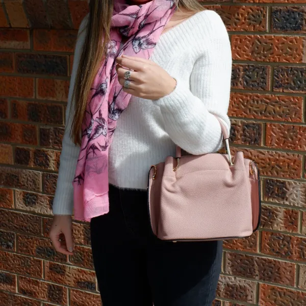LUCY -  Blush Pink Vegan Leather Handbag & Crossbody Bag