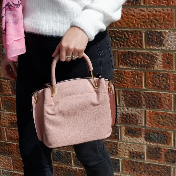LUCY -  Blush Pink Vegan Leather Handbag & Crossbody Bag