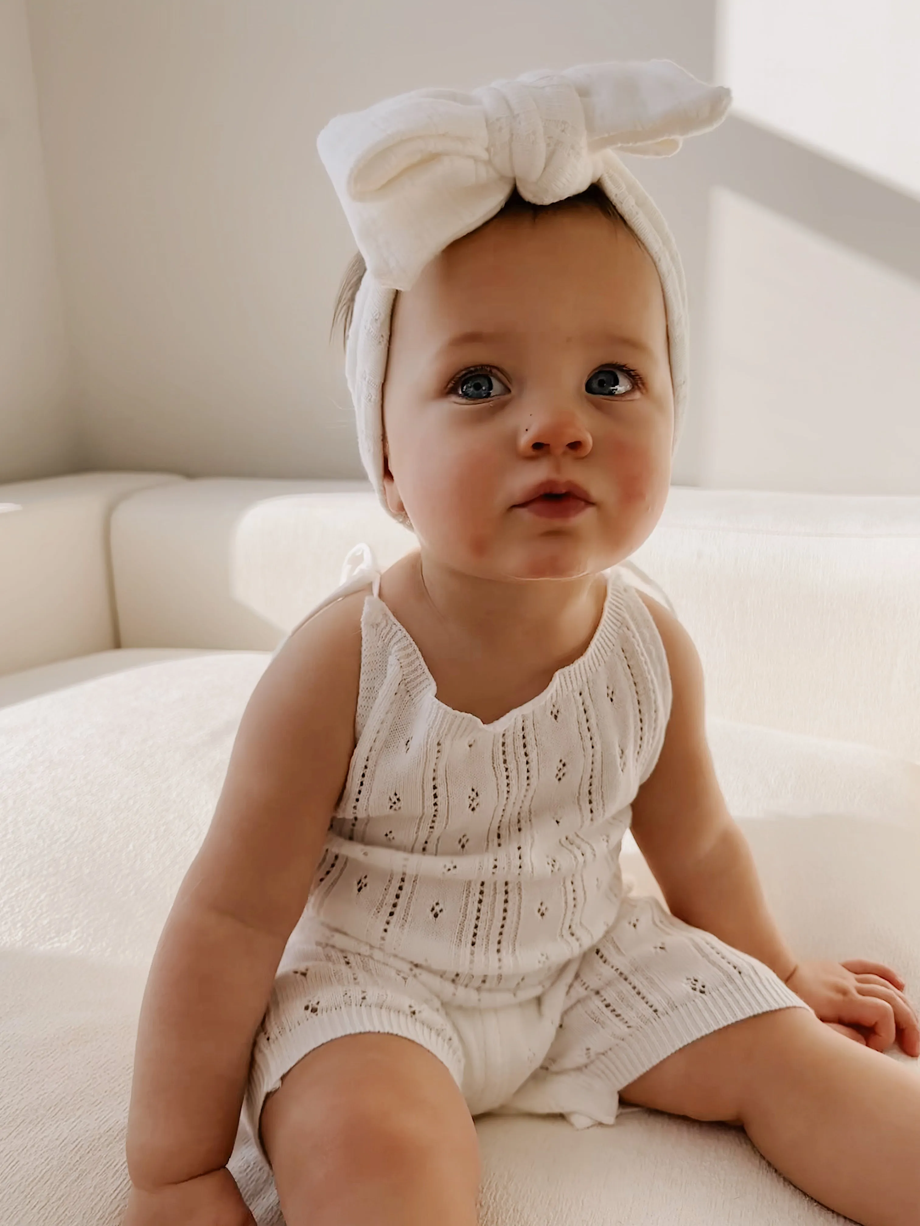 Luna   Luca Pointelle Romper - White