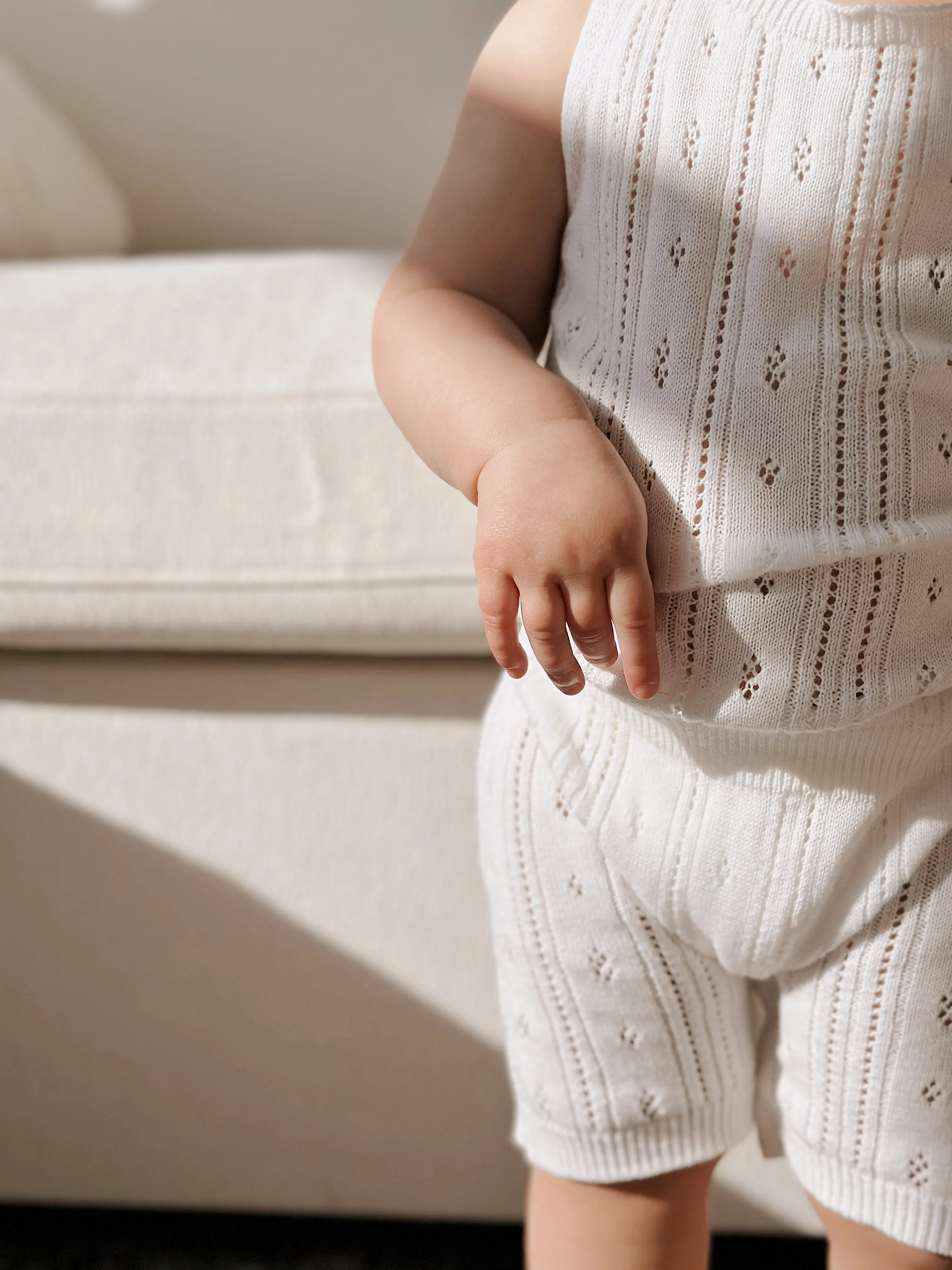 Luna   Luca Pointelle Romper - White