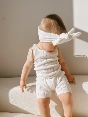 Luna   Luca Pointelle Romper - White