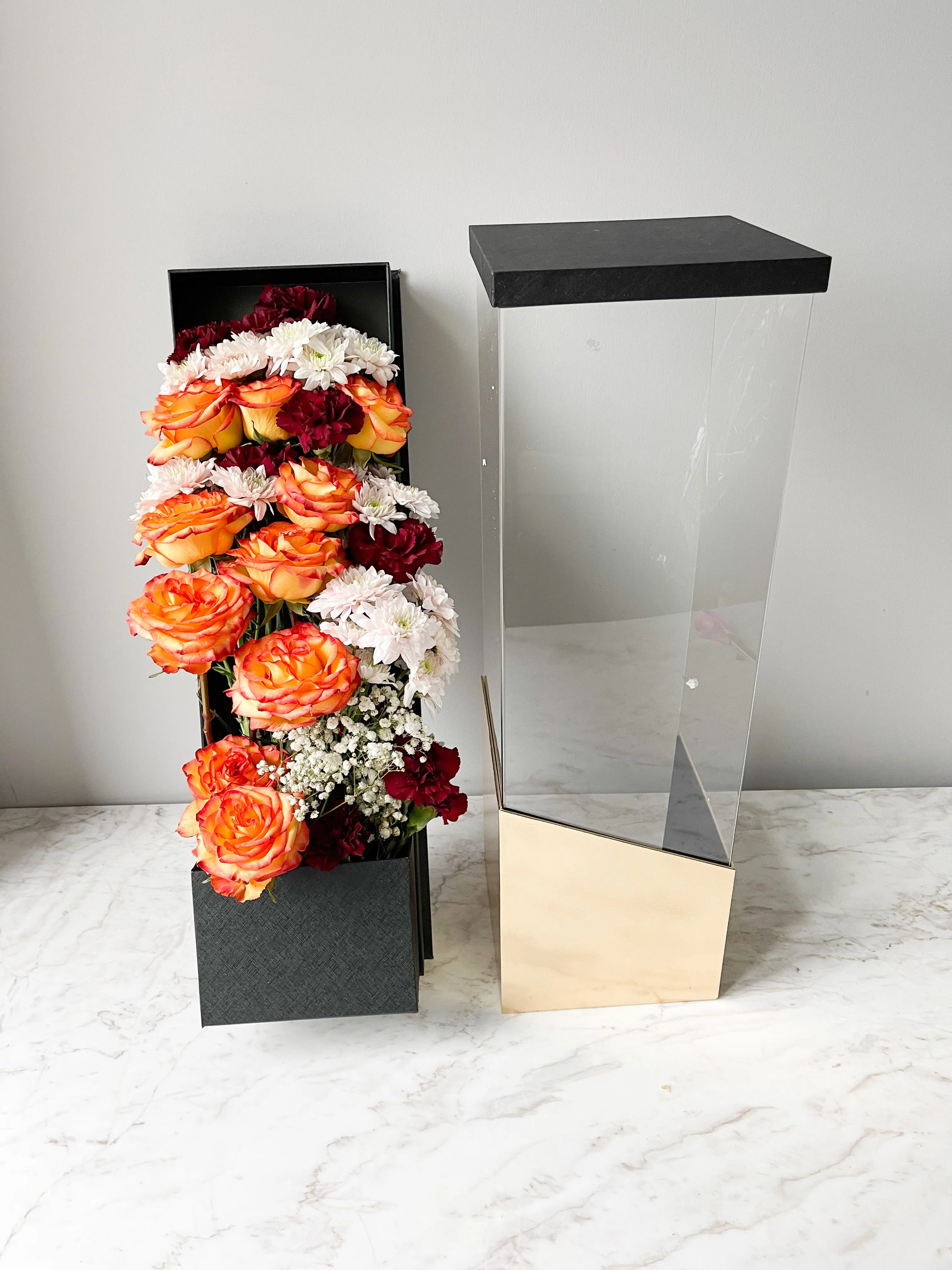 Luxury Acrylic Flower Box with Square Base