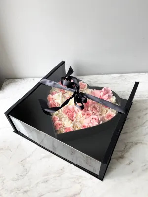 Luxury Acrylic Large-size Square Flower Box With Heart Shape insert