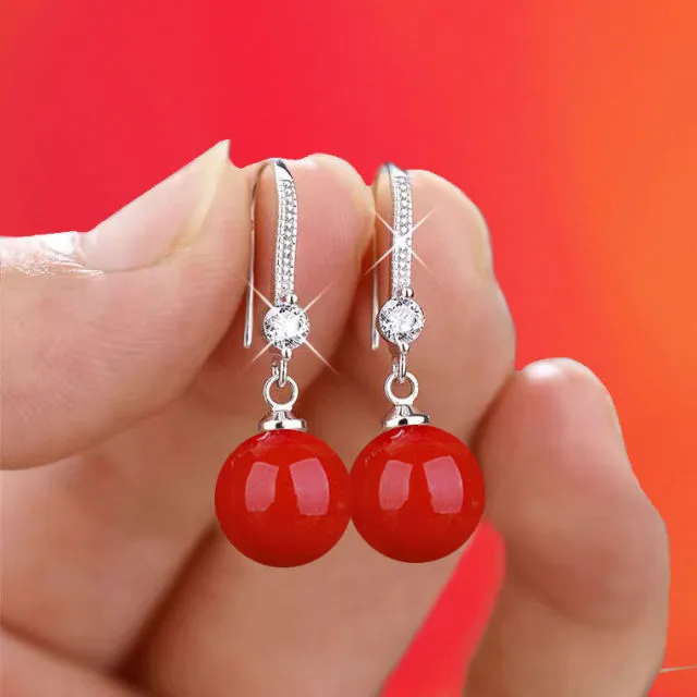 Luxury Classic Pearl Drop Earrings Silver for Women Wedding Jewelry