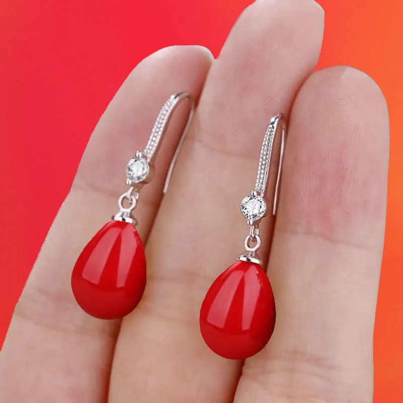Luxury Classic Pearl Drop Earrings Silver for Women Wedding Jewelry