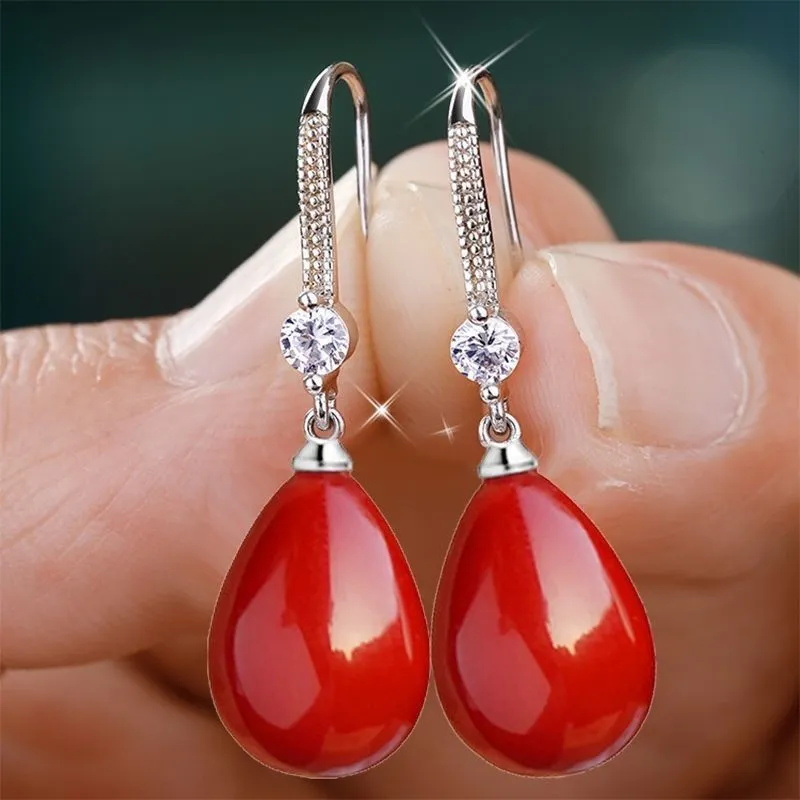 Luxury Classic Pearl Drop Earrings Silver for Women Wedding Jewelry