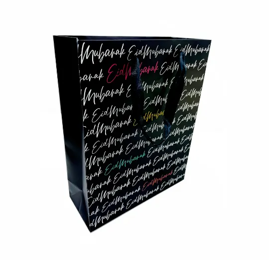 Luxury Large Black Calligraphy Eid Mubarak Gift Bag Gift Wrap - GB 03