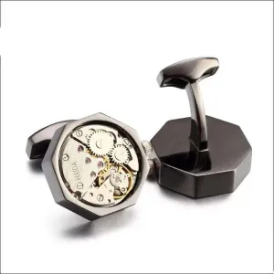 Luxury Metalic Watch Movement Cufflinks