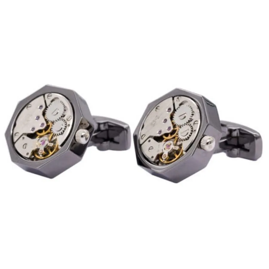 Luxury Metalic Watch Movement Cufflinks