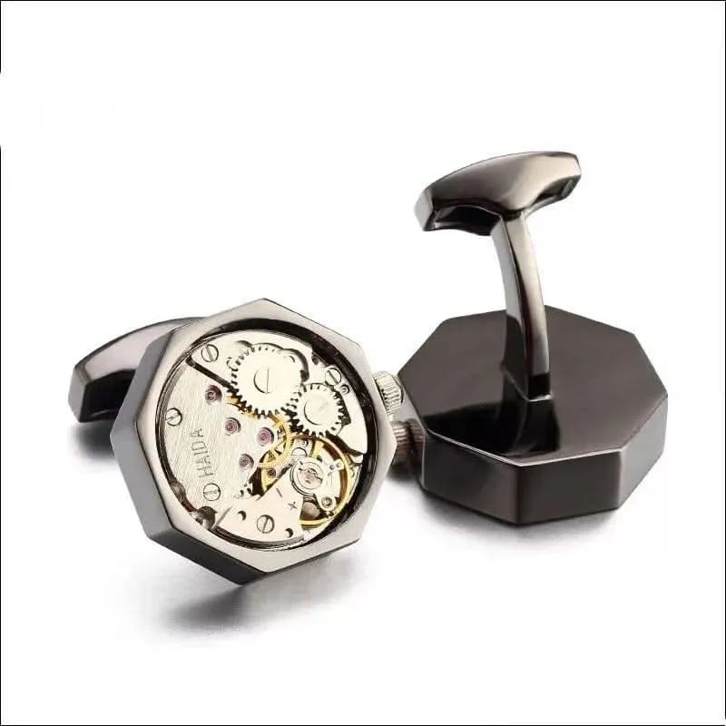 Luxury Metalic Watch Movement Cufflinks