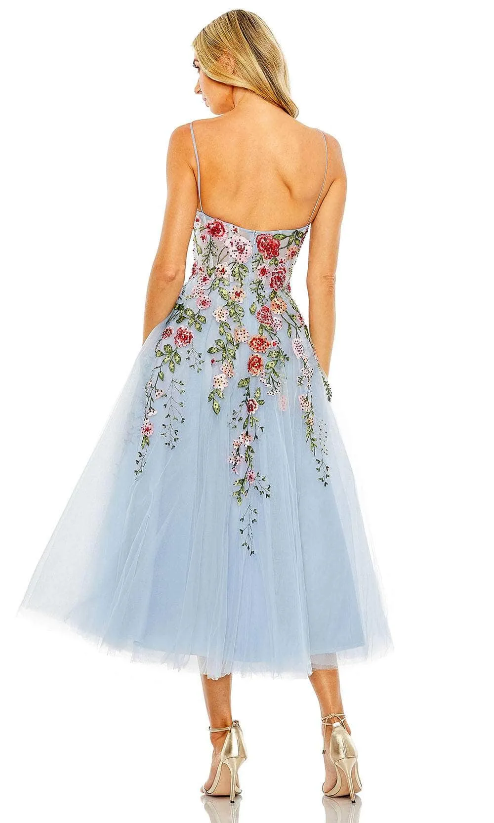 Mac Duggal 20651 - Tea-length floral lace A-line dress