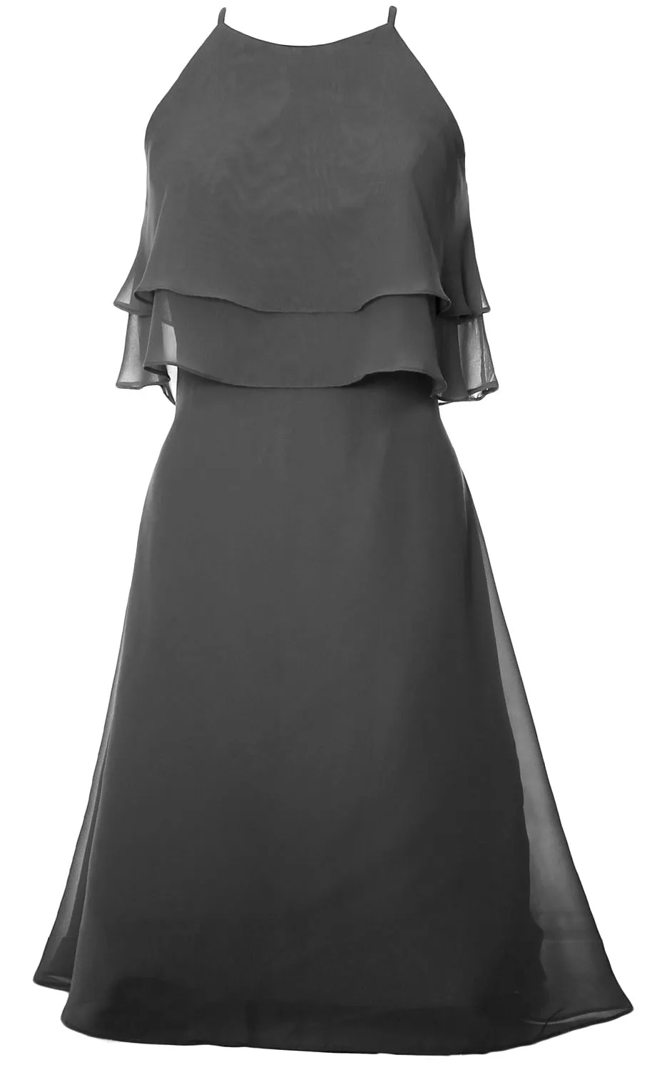 MACloth Tiered Chiffon Short Bridesmaid Dress Halter Cocktail Dress Prom Gown