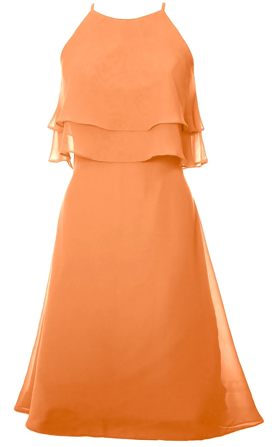 MACloth Tiered Chiffon Short Bridesmaid Dress Halter Cocktail Dress Prom Gown