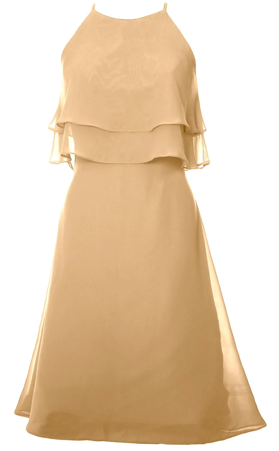 MACloth Tiered Chiffon Short Bridesmaid Dress Halter Cocktail Dress Prom Gown