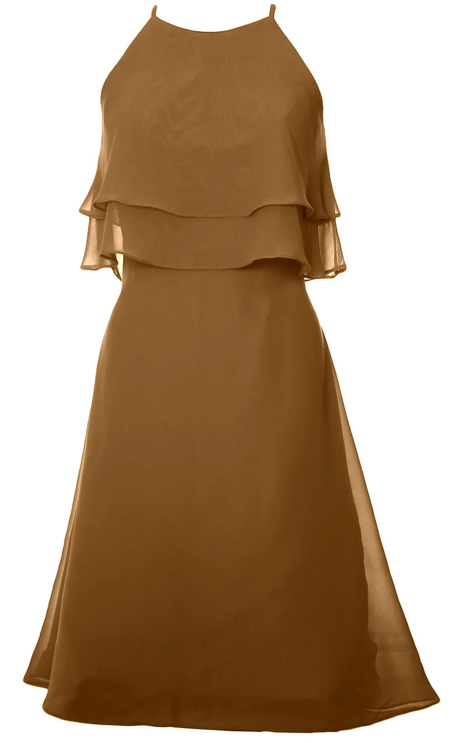 MACloth Tiered Chiffon Short Bridesmaid Dress Halter Cocktail Dress Prom Gown