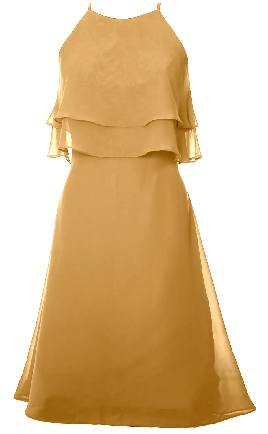 MACloth Tiered Chiffon Short Bridesmaid Dress Halter Cocktail Dress Prom Gown