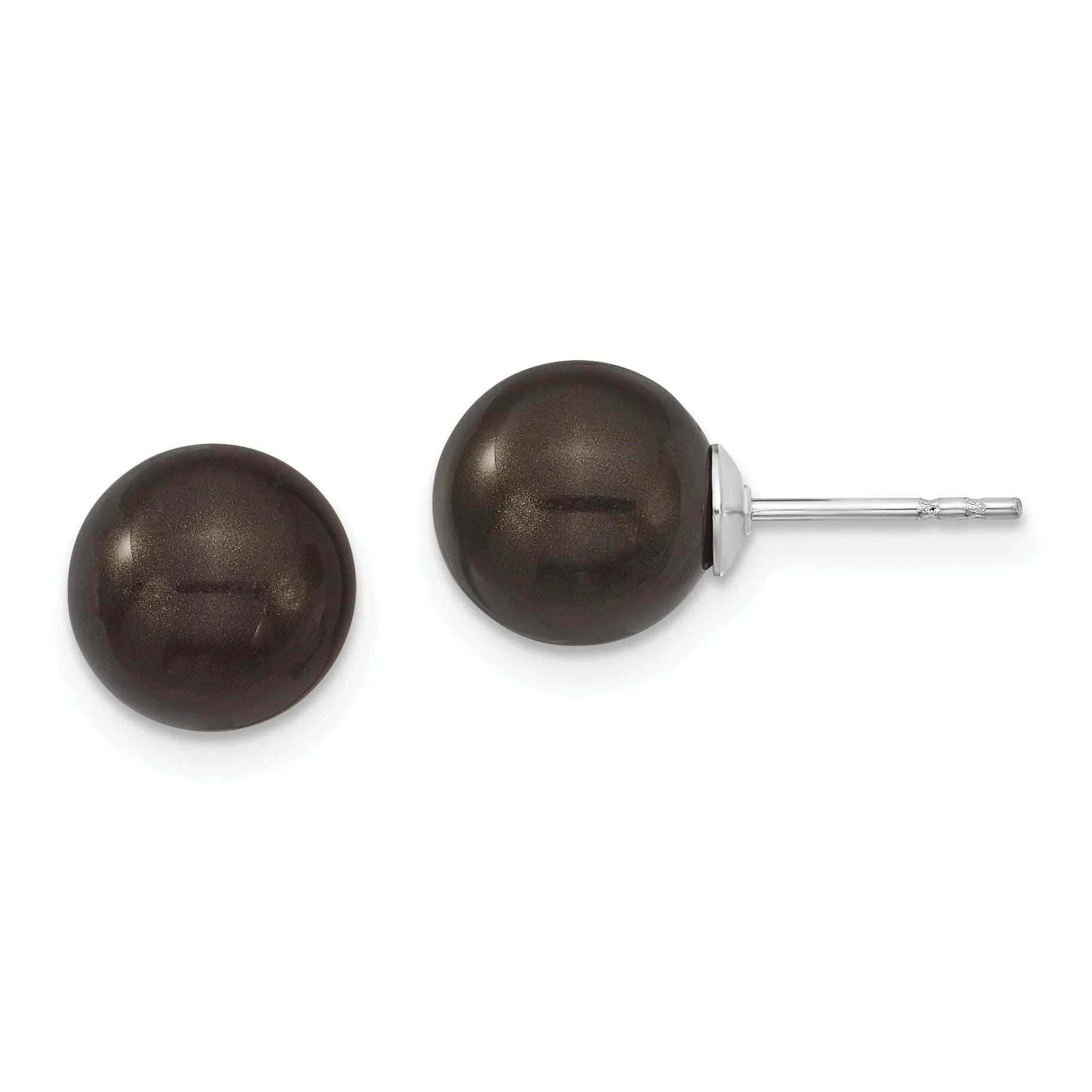 Majestik Round Black Pearl Stud Earrings