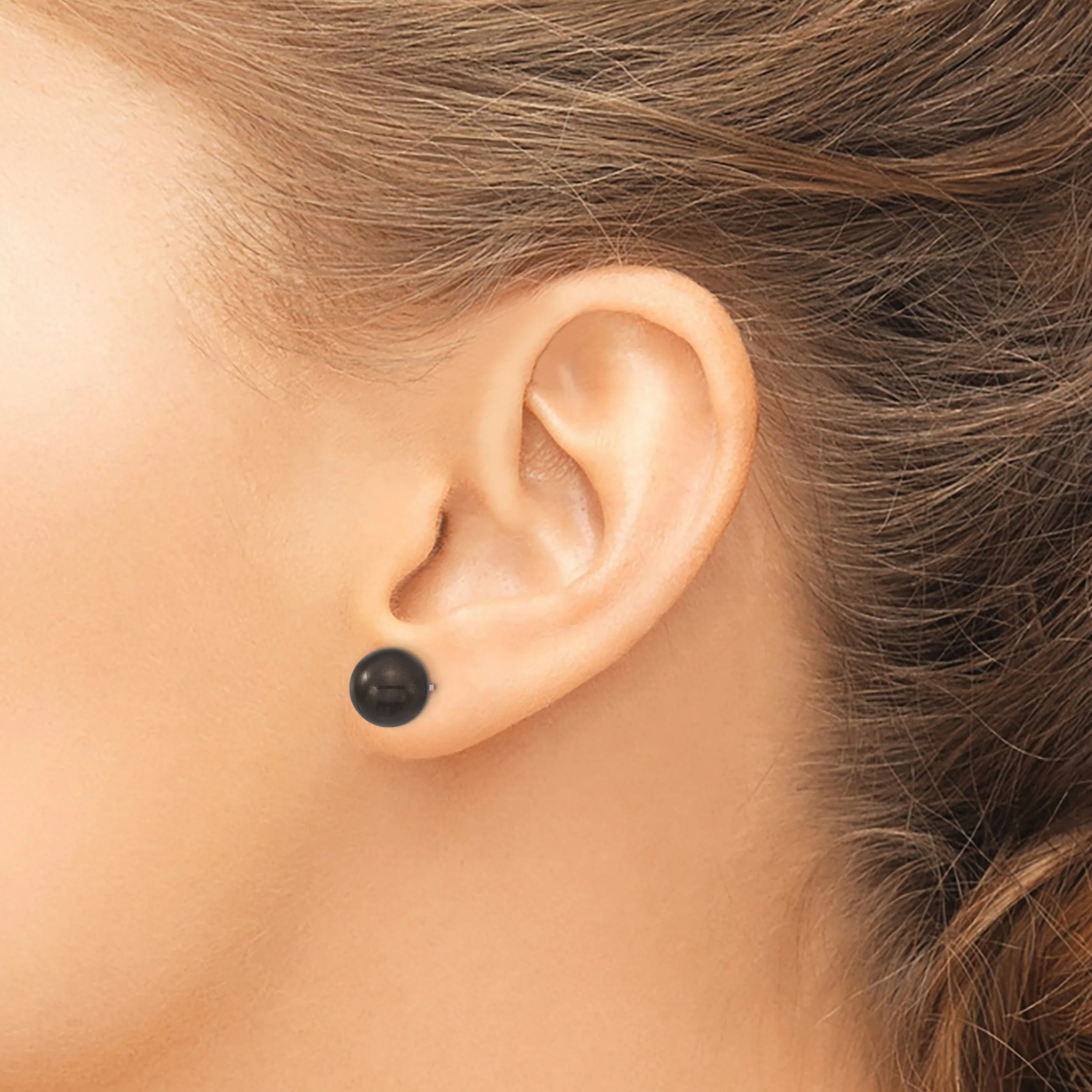 Majestik Round Black Pearl Stud Earrings