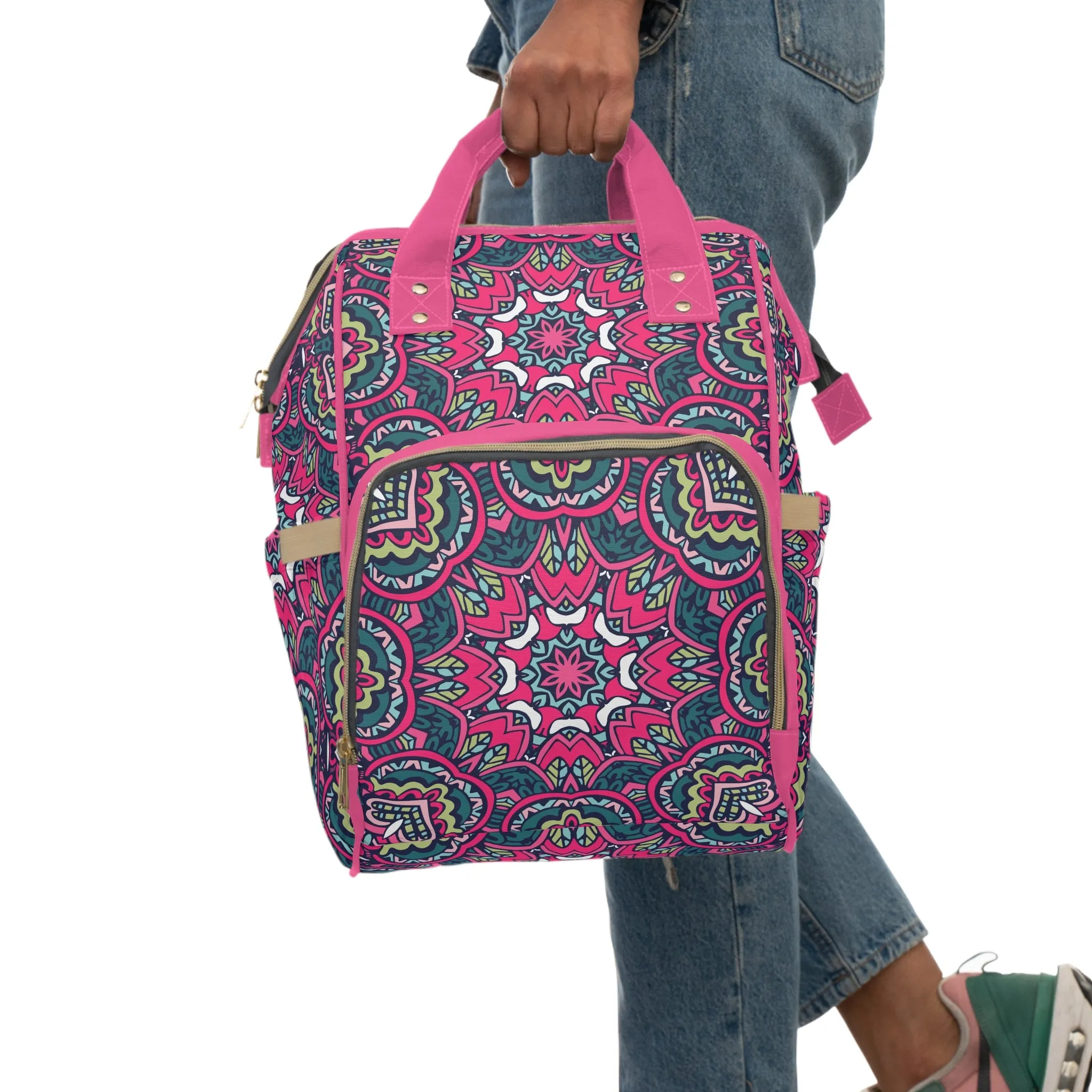 Mandala Diaper Backpack - Artistic & Multifunctional Baby Bag with Mandala Patterns, Ideal for Stylish Parents