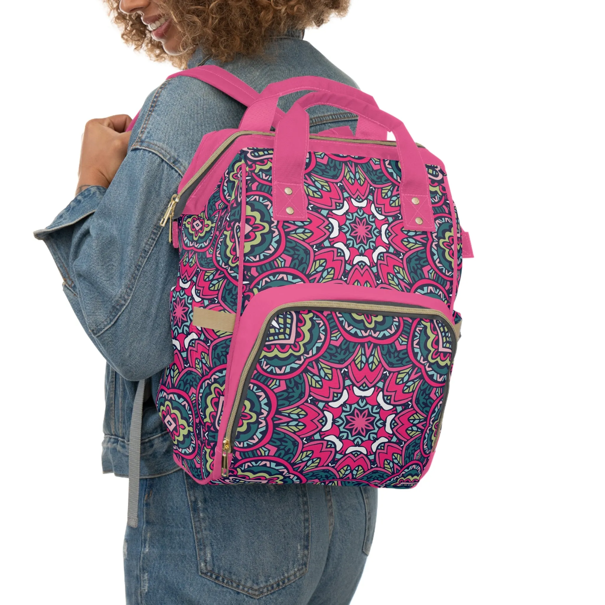 Mandala Diaper Backpack - Artistic & Multifunctional Baby Bag with Mandala Patterns, Ideal for Stylish Parents