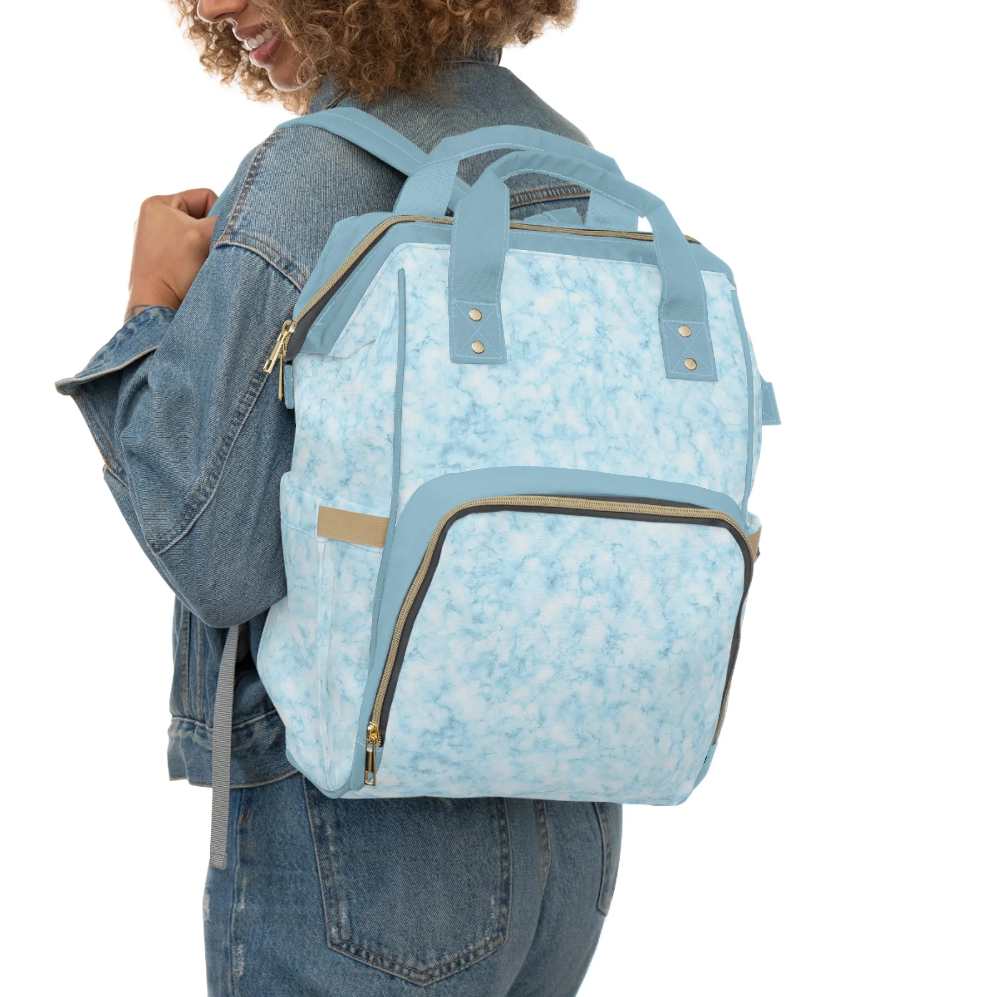 Marble Diaper Backpack - Multifunctional & Durable Nappy Bag with Elegant Marble Patterns, Perfect for Stylish Parents