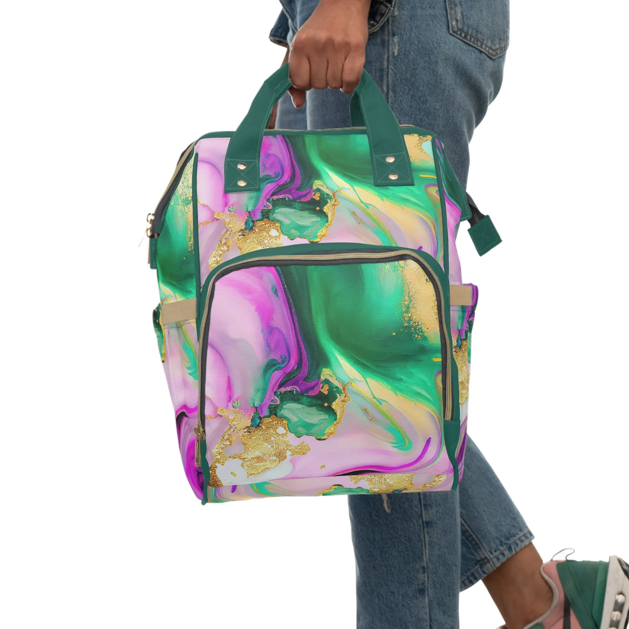 Marble Diaper Backpack - Multifunctional & Durable Nappy Bag with Elegant Marble Patterns, Perfect for Stylish Parents