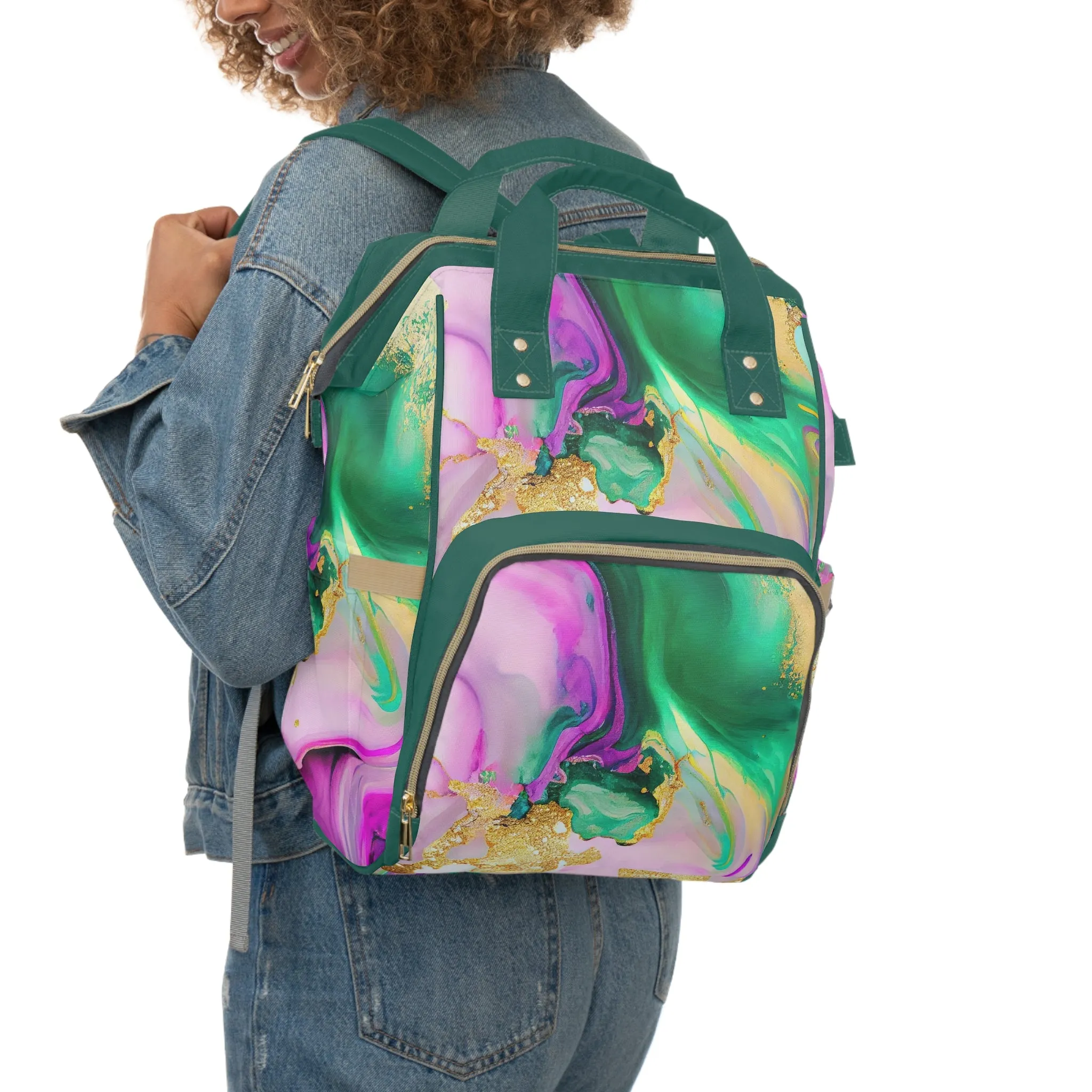 Marble Diaper Backpack - Multifunctional & Durable Nappy Bag with Elegant Marble Patterns, Perfect for Stylish Parents