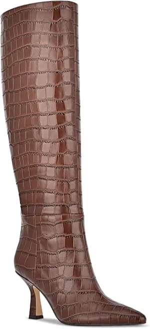 Marc Fisher Womens Hallie Leather Heels Dress Boots Dark Brown Leather 6.5M
