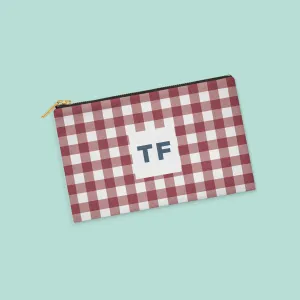 Maroon Gingham Personalized Zipper Pouch