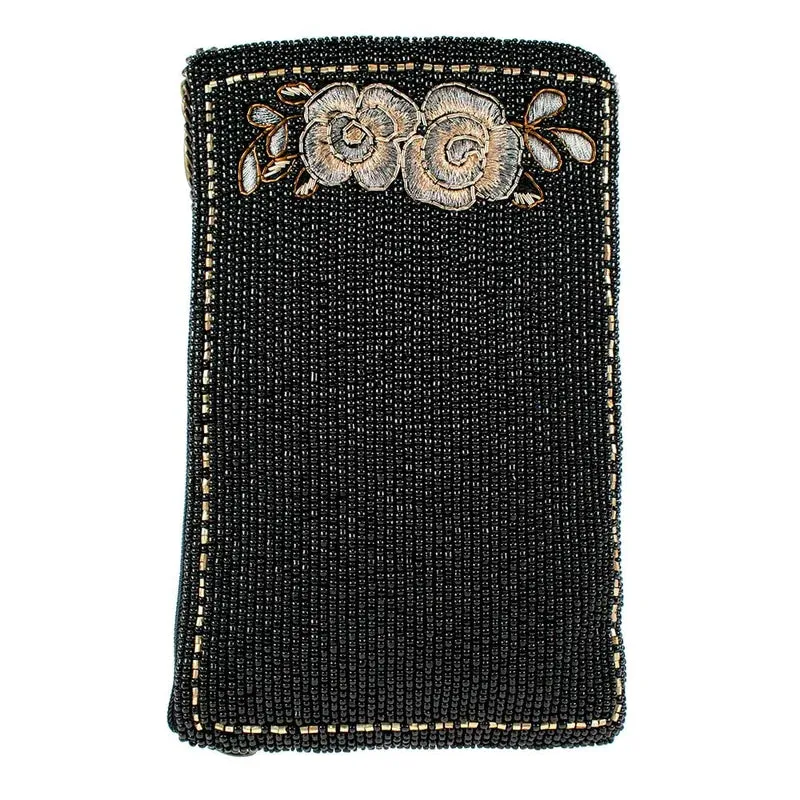 Mary Frances Guitar Player Crossbody Phone Bag Embroidered Black Hand Bag New