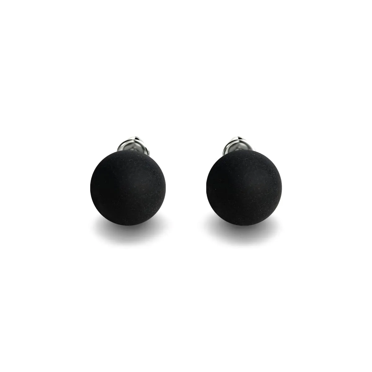 Matte Black Agate | .925 Sterling Silver | Gemstone Stud Earrings