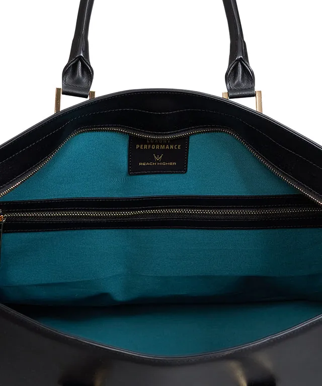 MEASPHERA OCTAGON REAL LEATHER BOSTON BAG - BLACK