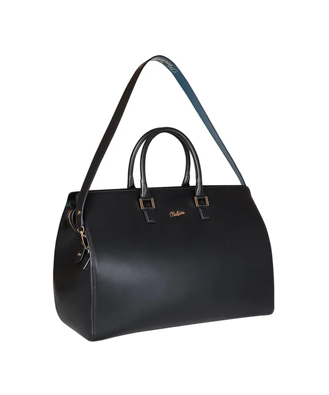 MEASPHERA OCTAGON REAL LEATHER BOSTON BAG - BLACK