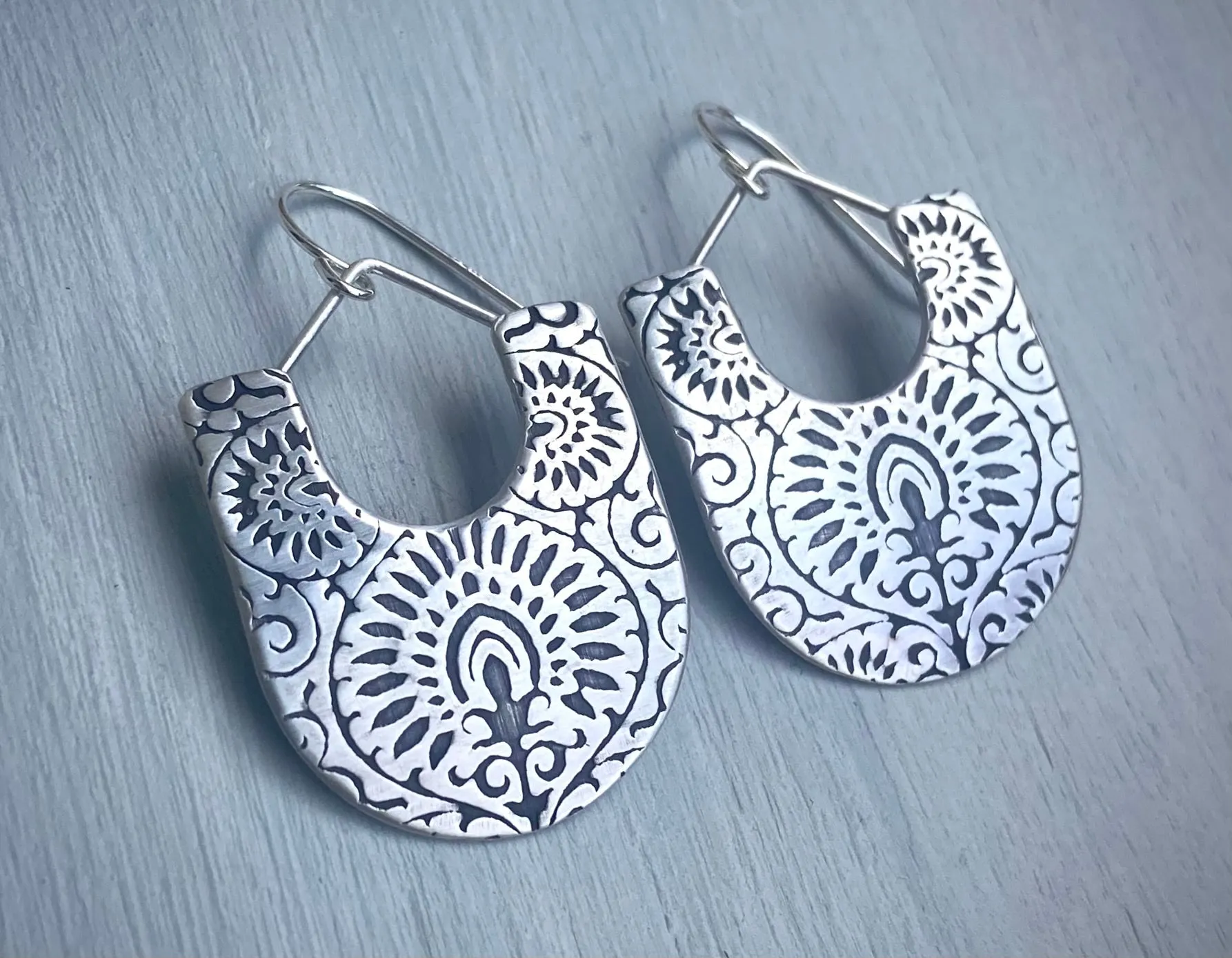 Mehndi Silver Earrings