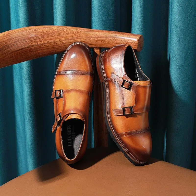 Men Genuine Buckle Leather Oxford Shoes
