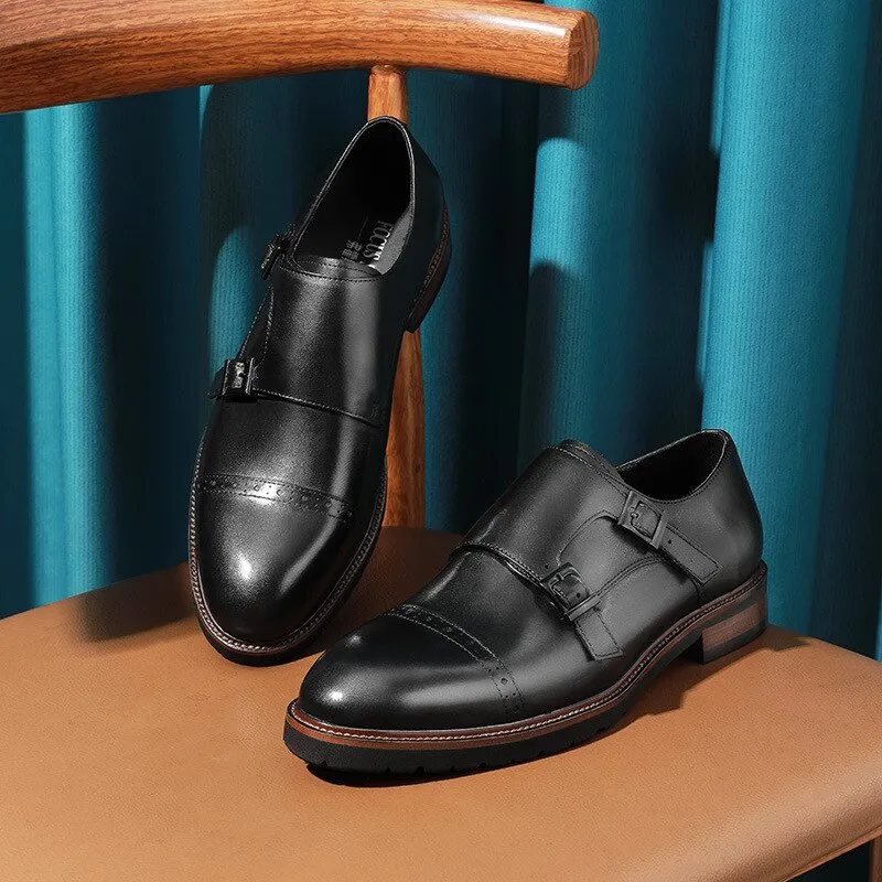 Men Genuine Buckle Leather Oxford Shoes