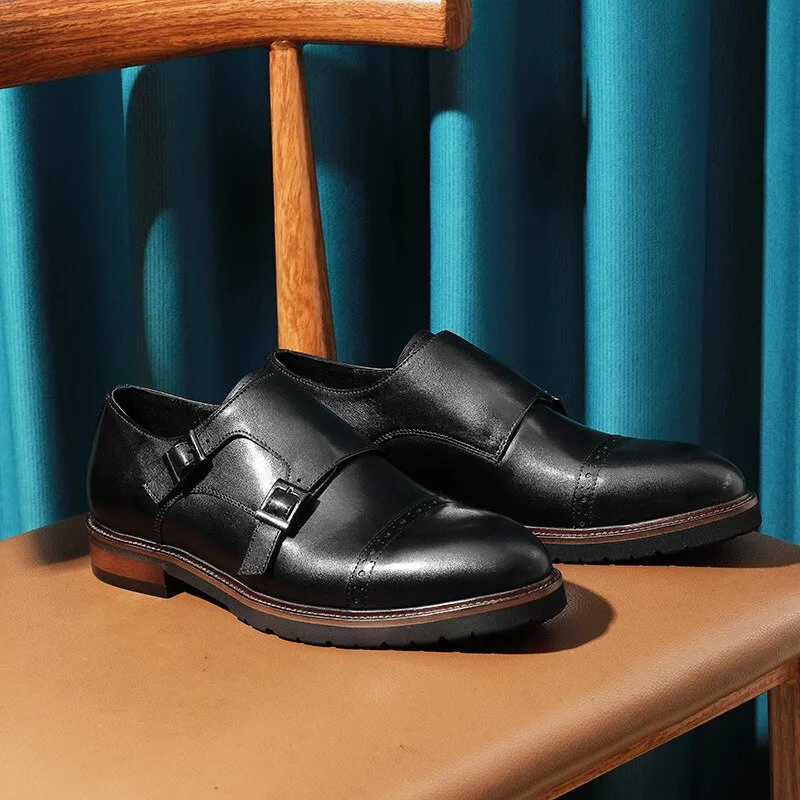 Men Genuine Buckle Leather Oxford Shoes