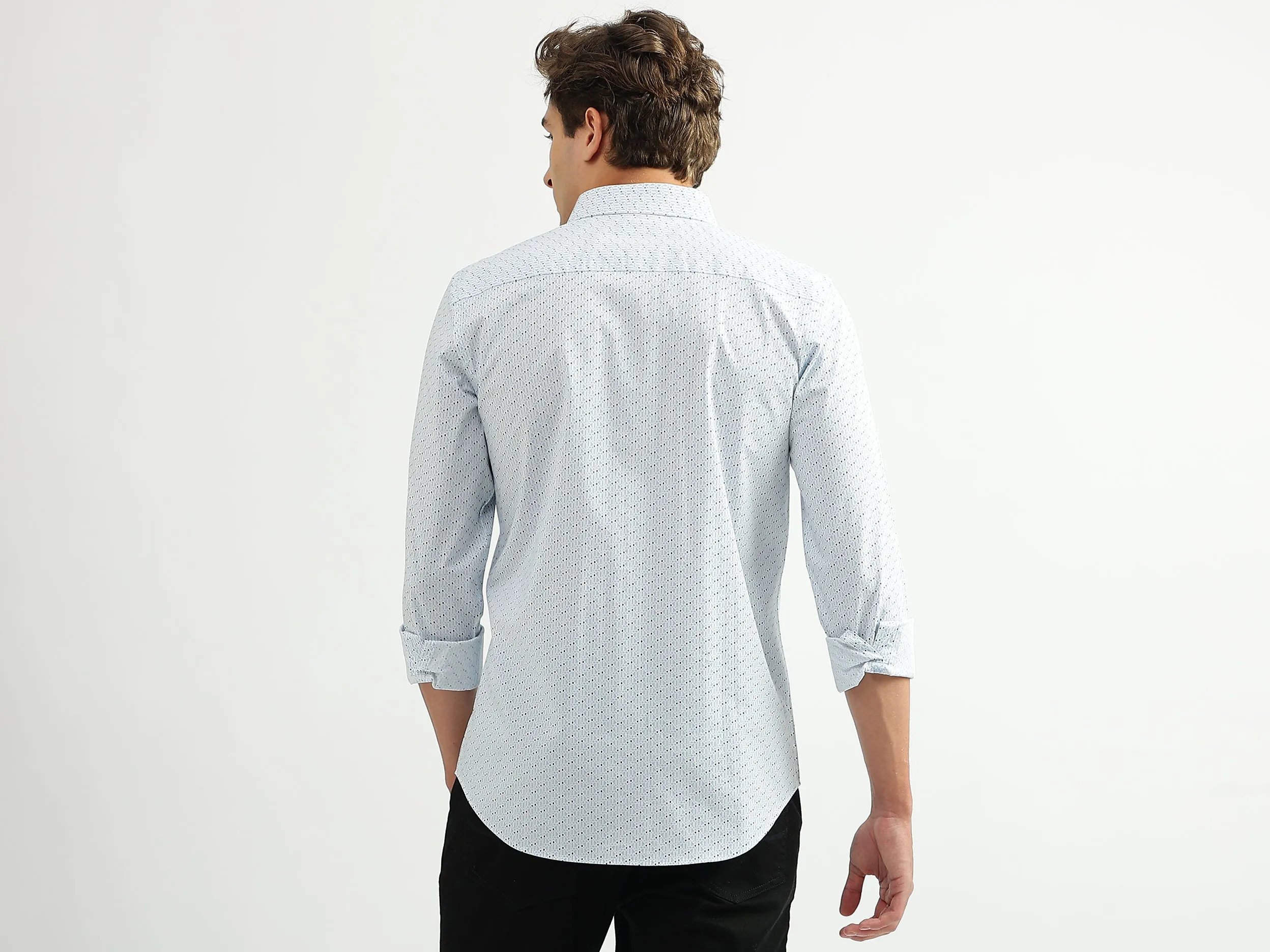 Men Printed Spread Collar Shirt