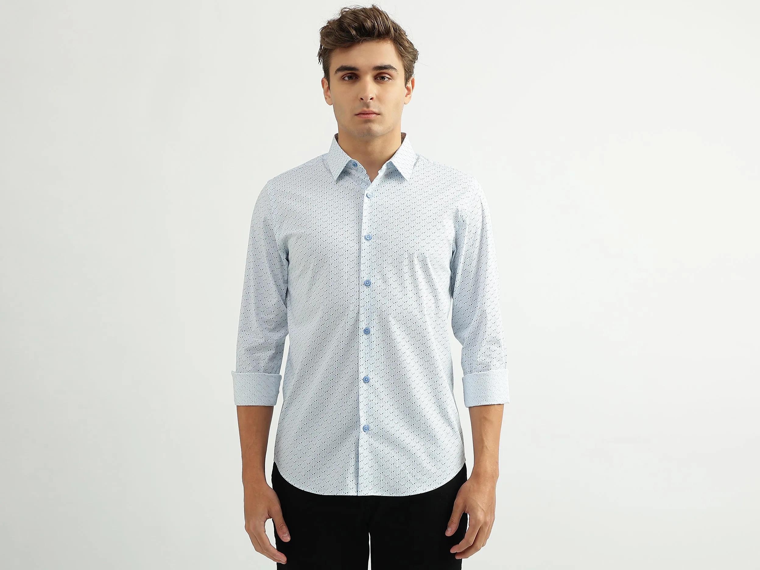 Men Printed Spread Collar Shirt