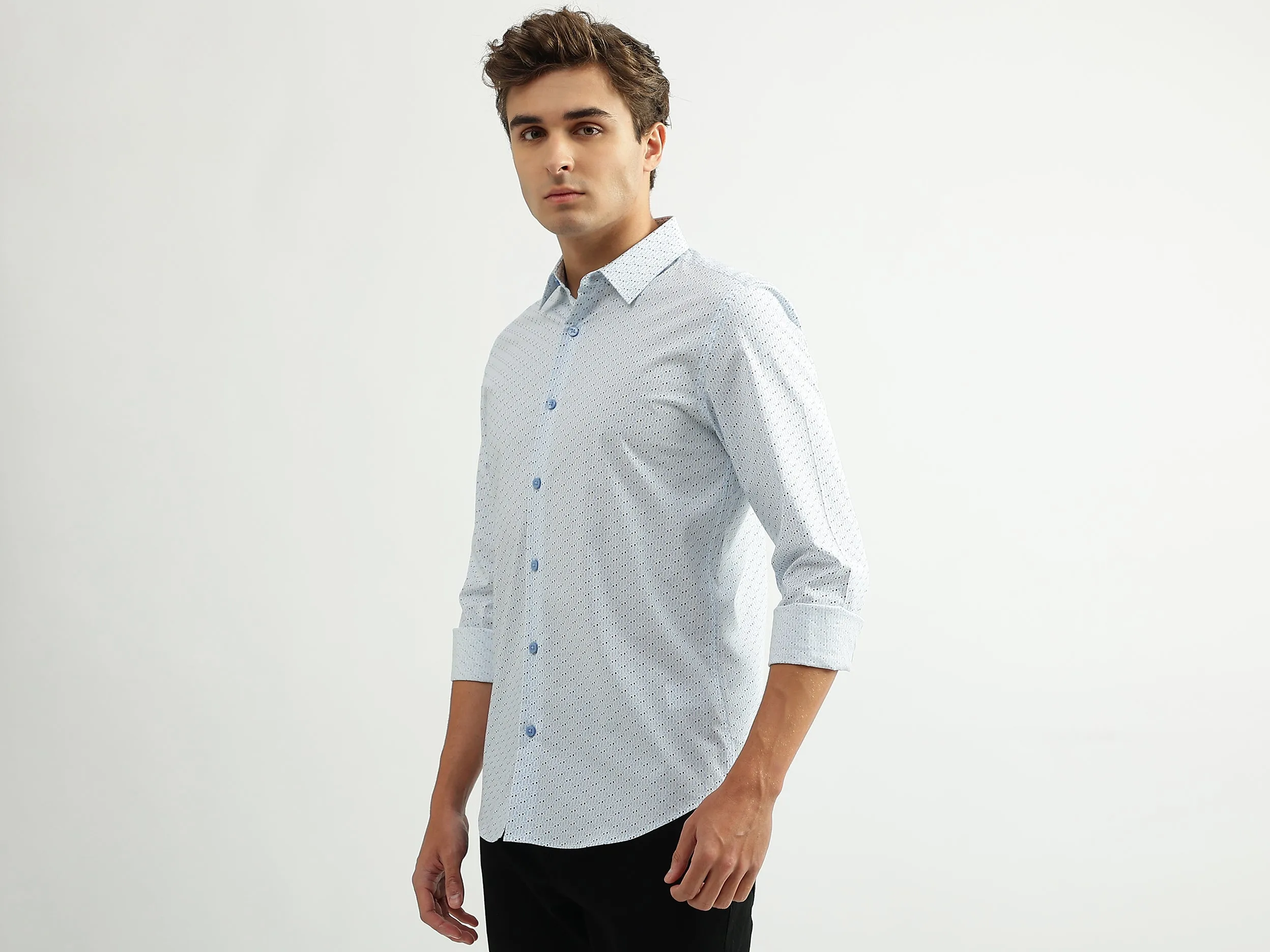Men Printed Spread Collar Shirt