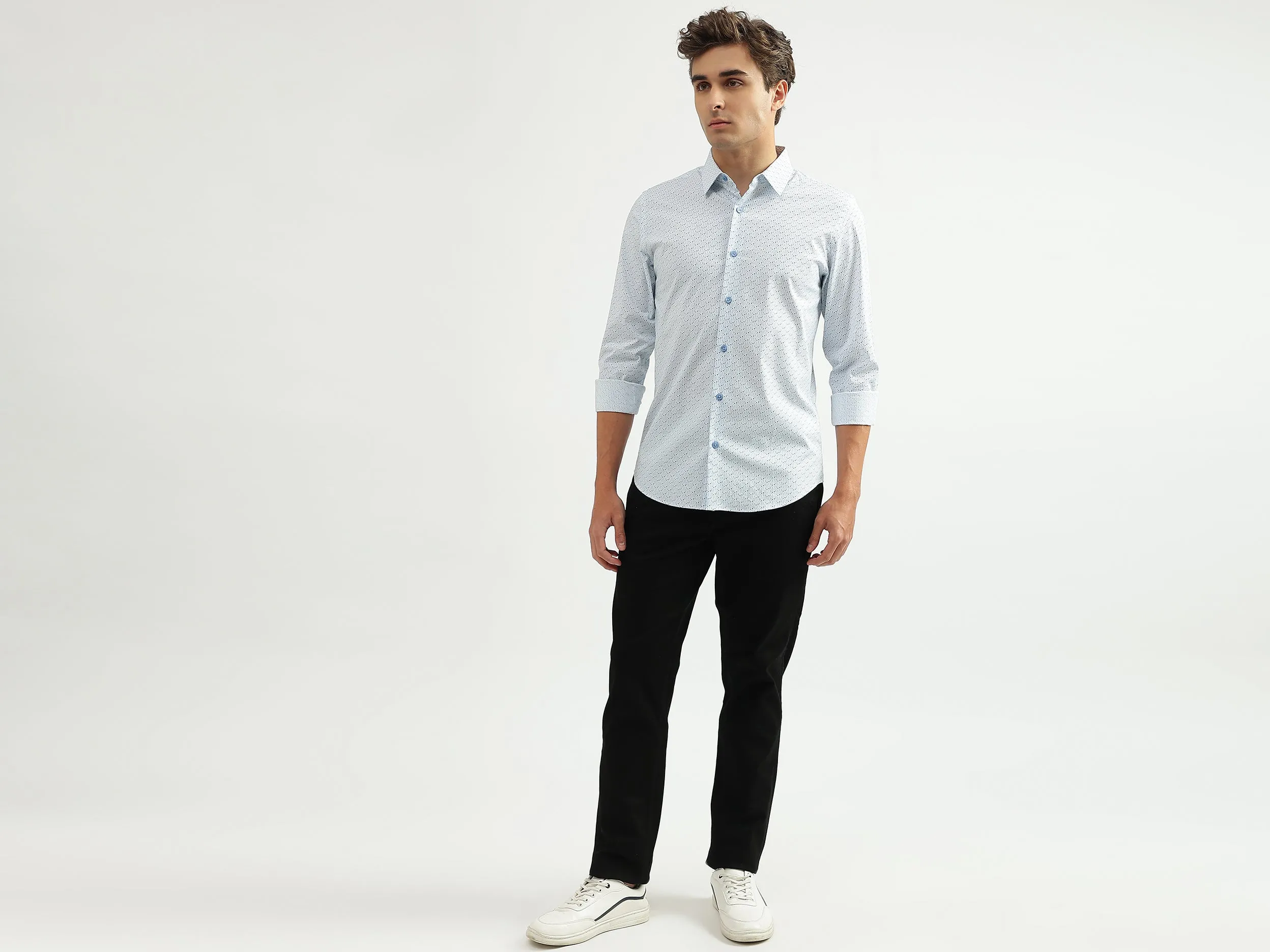 Men Printed Spread Collar Shirt