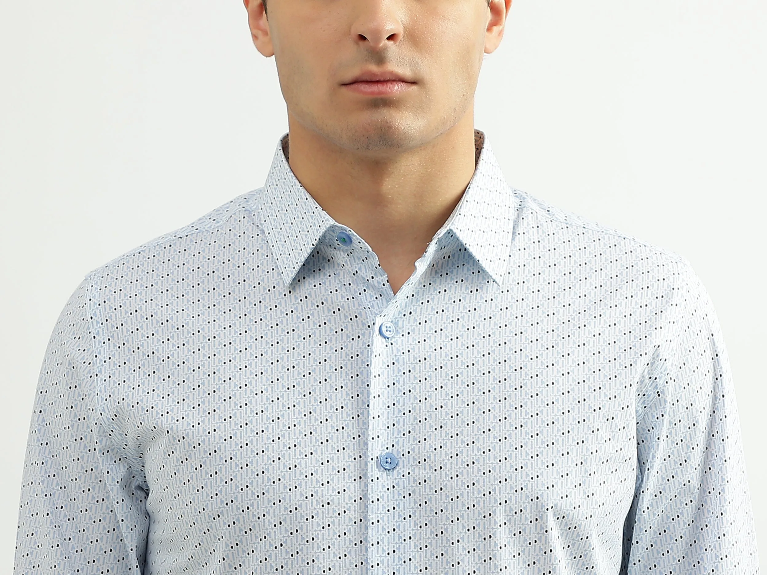 Men Printed Spread Collar Shirt