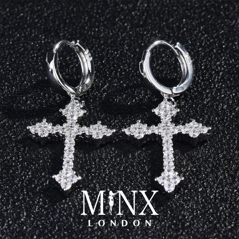 Mens Cross Earrings | Cross Earrings Men | Diamond Earrings | Dangle Earrings | Cross Earrings | Cross Dangle Earrings | Iced Out Earrings