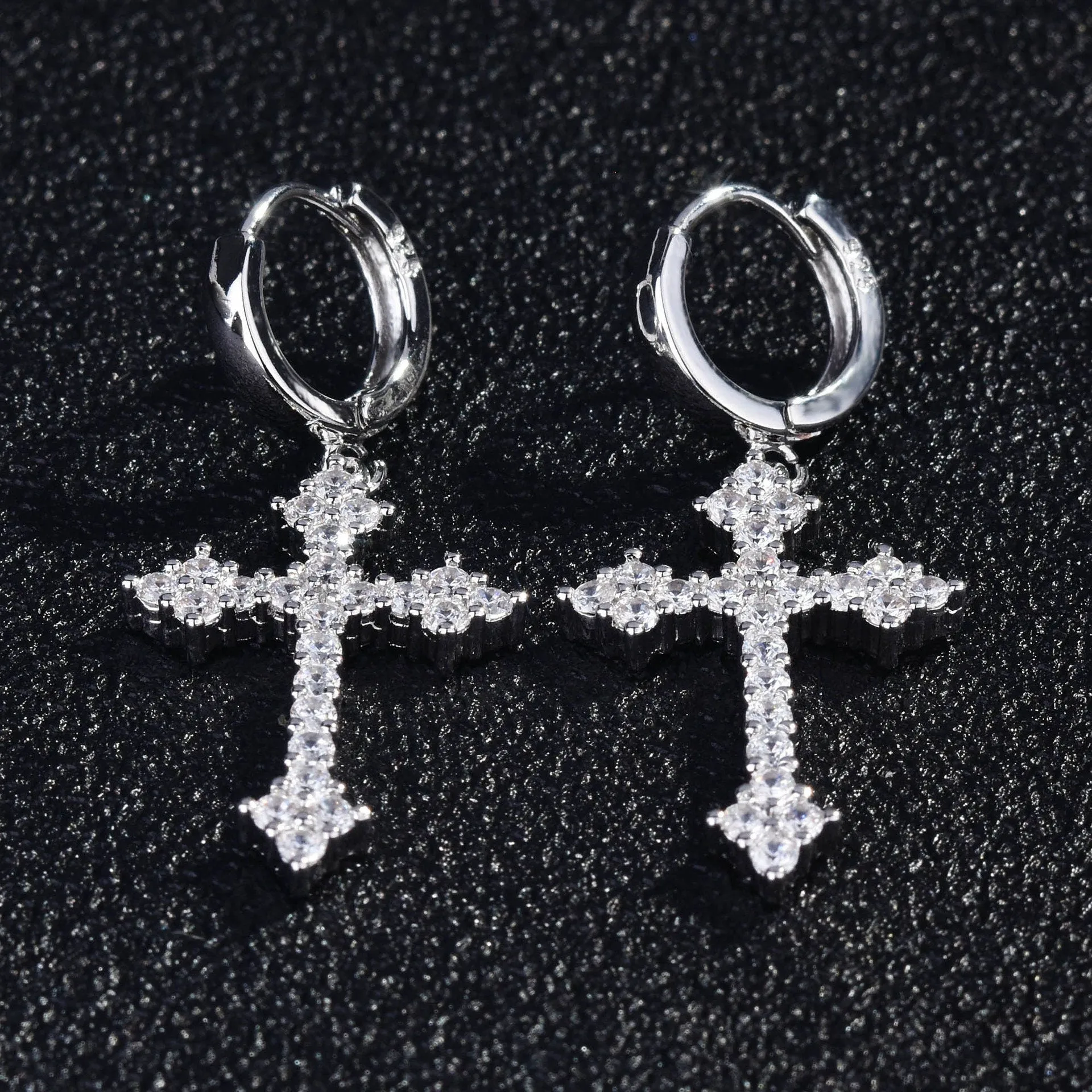 Mens Cross Earrings | Cross Earrings Men | Diamond Earrings | Dangle Earrings | Cross Earrings | Cross Dangle Earrings | Iced Out Earrings