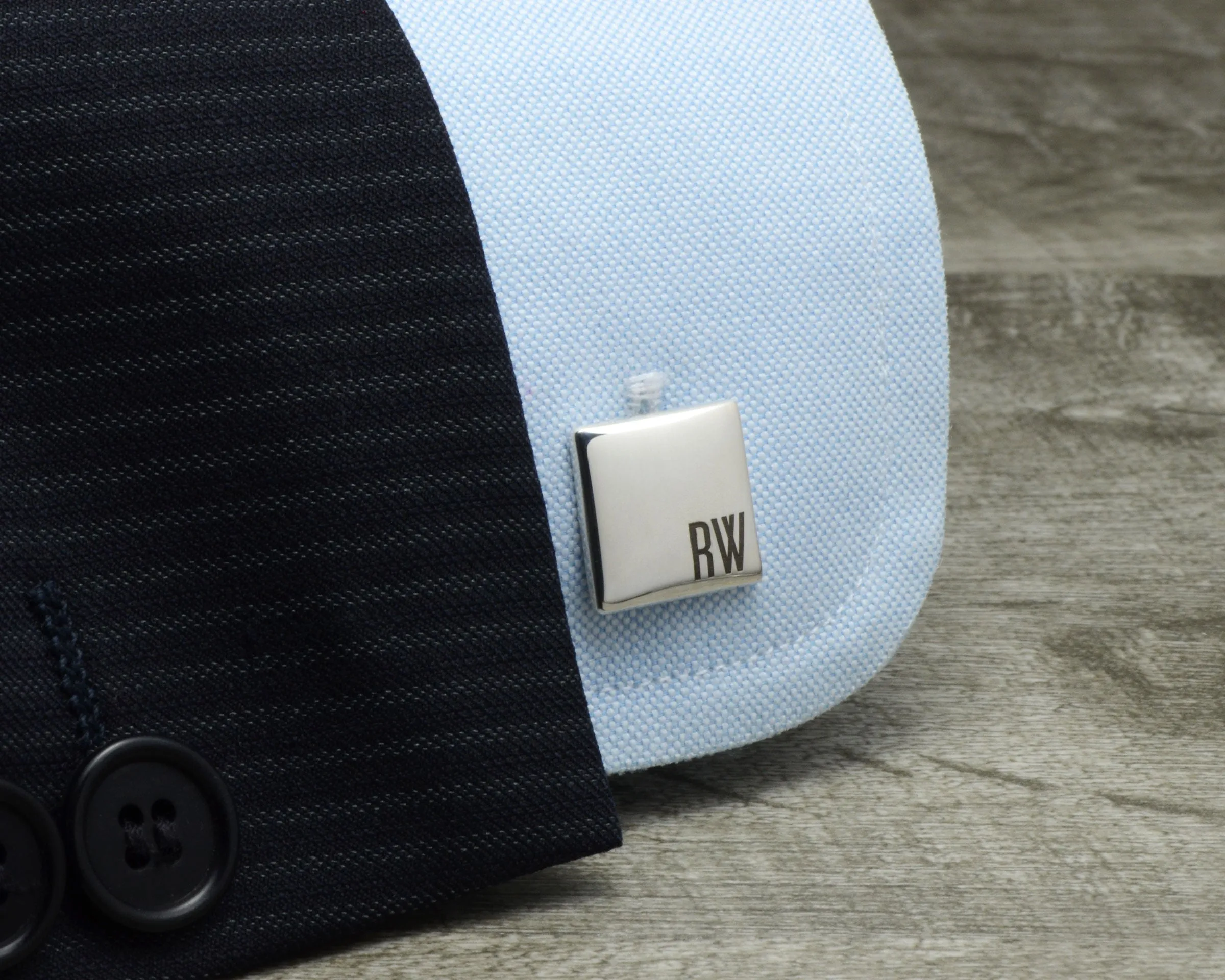 MEN'S CUSTOMIZED SQUARE CUFFLINKS - STERLING SILVER