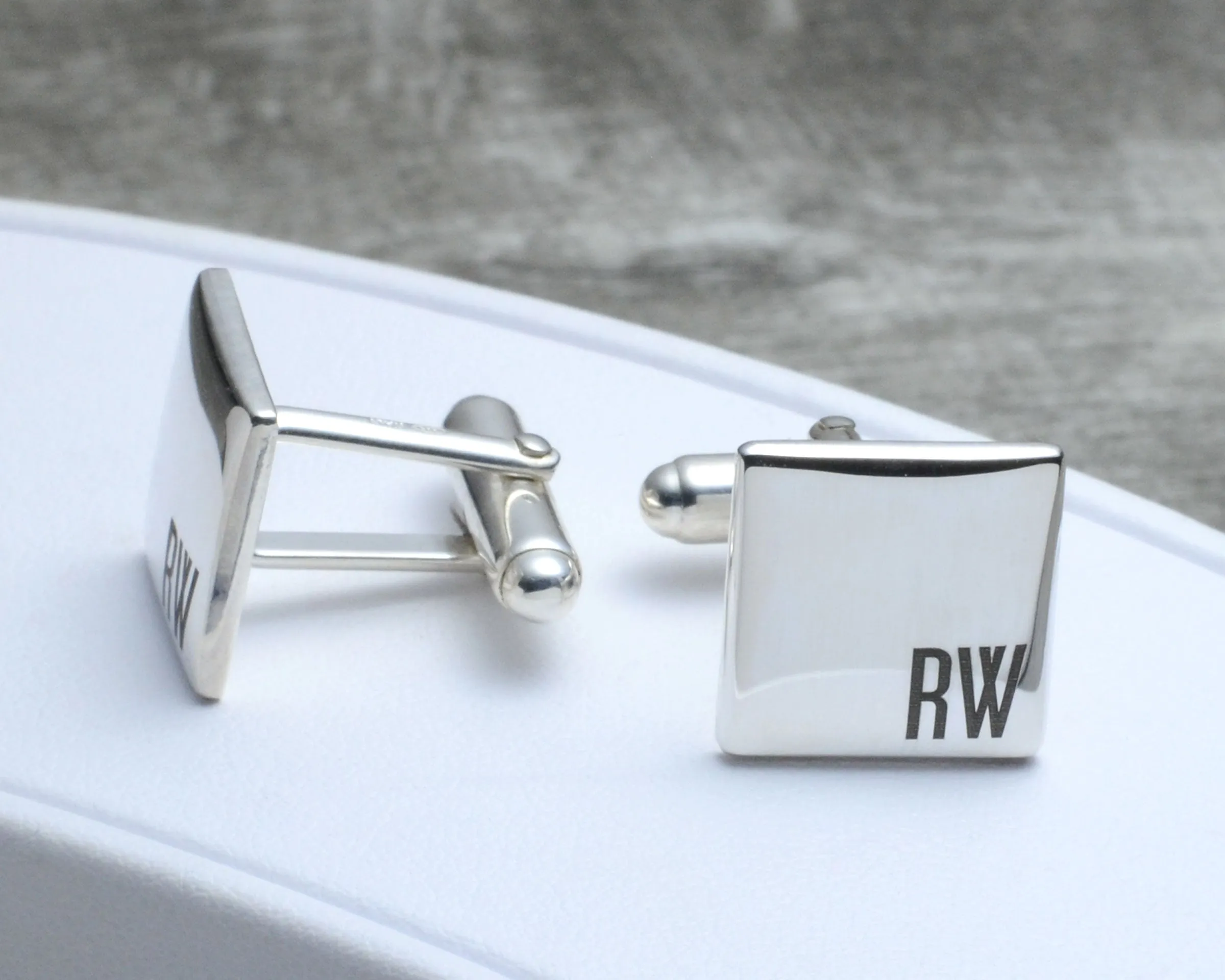 MEN'S CUSTOMIZED SQUARE CUFFLINKS - STERLING SILVER