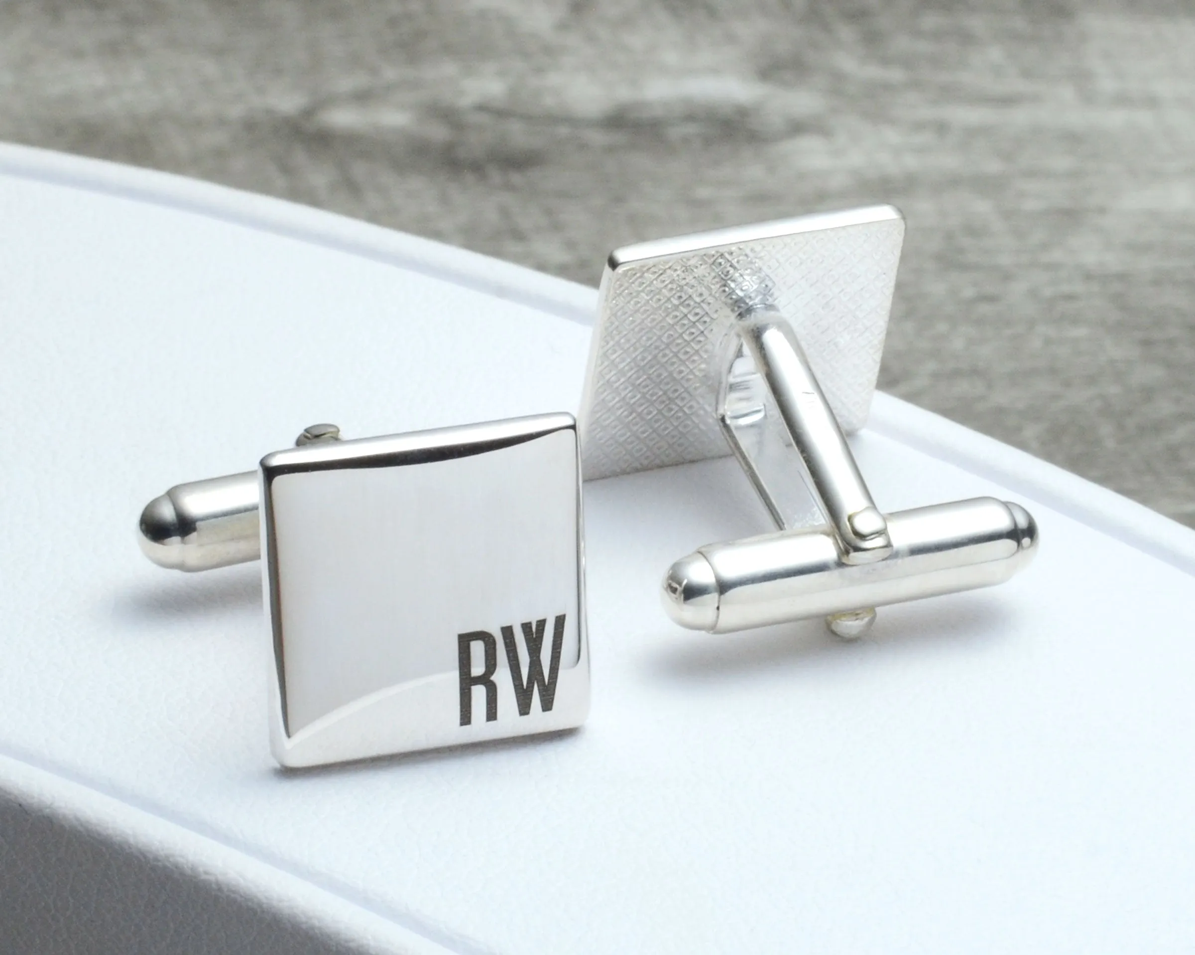 MEN'S CUSTOMIZED SQUARE CUFFLINKS - STERLING SILVER