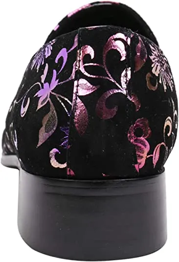 Men's Floral Rhinestone Western Loafers