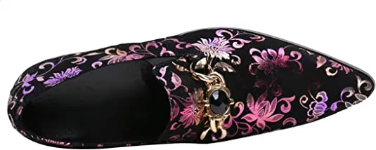 Men's Floral Rhinestone Western Loafers